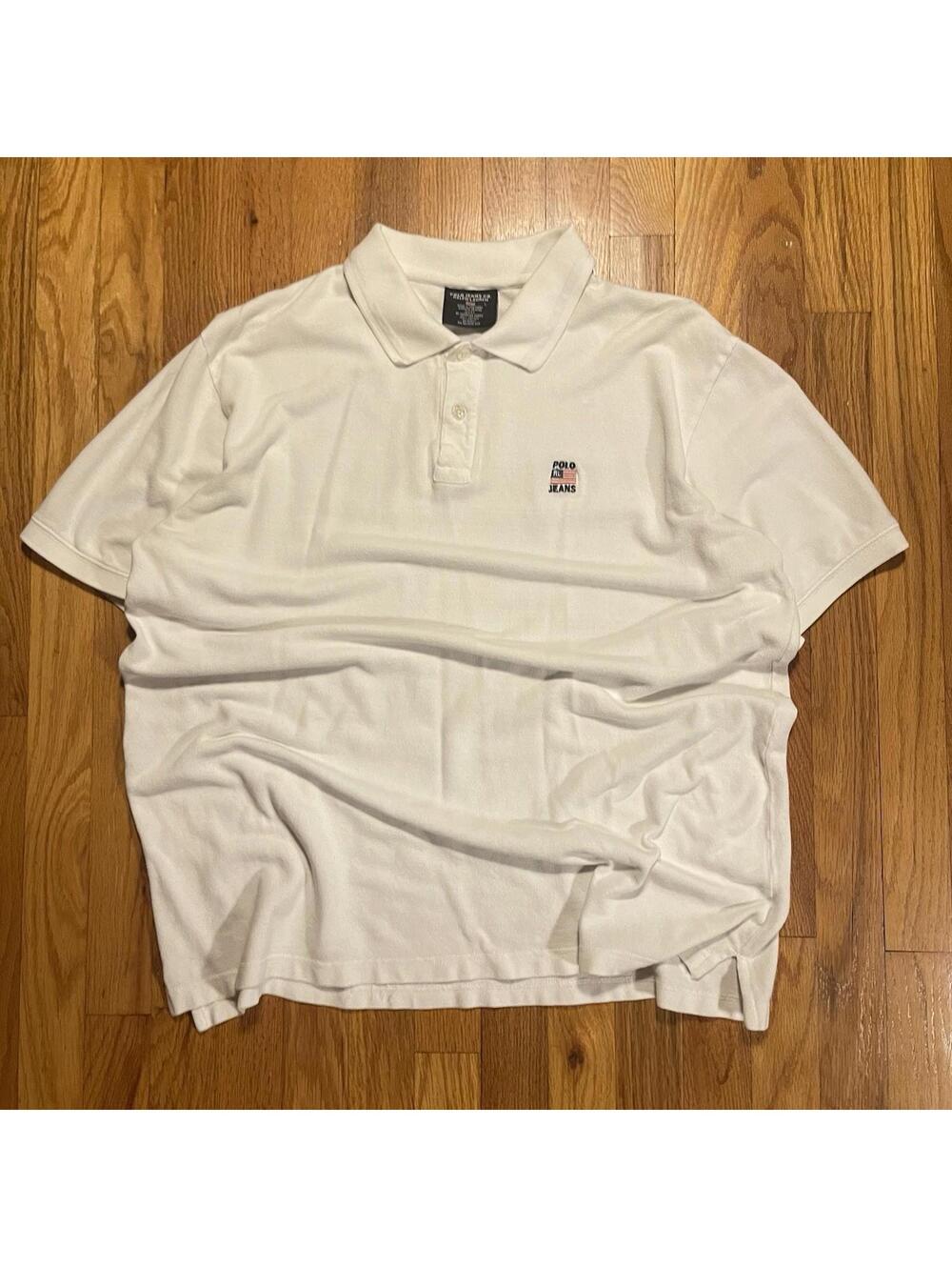 Vintage Ralph Lauren Polo Jeans SS Shirt American Flag Mens L MADE IN USA